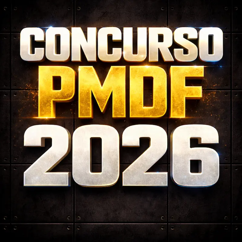 Infográfico informativo do Concurso PMDF 2026 detalhando vagas e edital