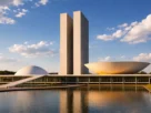 Edifício do Congresso Nacional em Brasília sob céu azul, sede da atuação da Polícia Legislativa Federal.